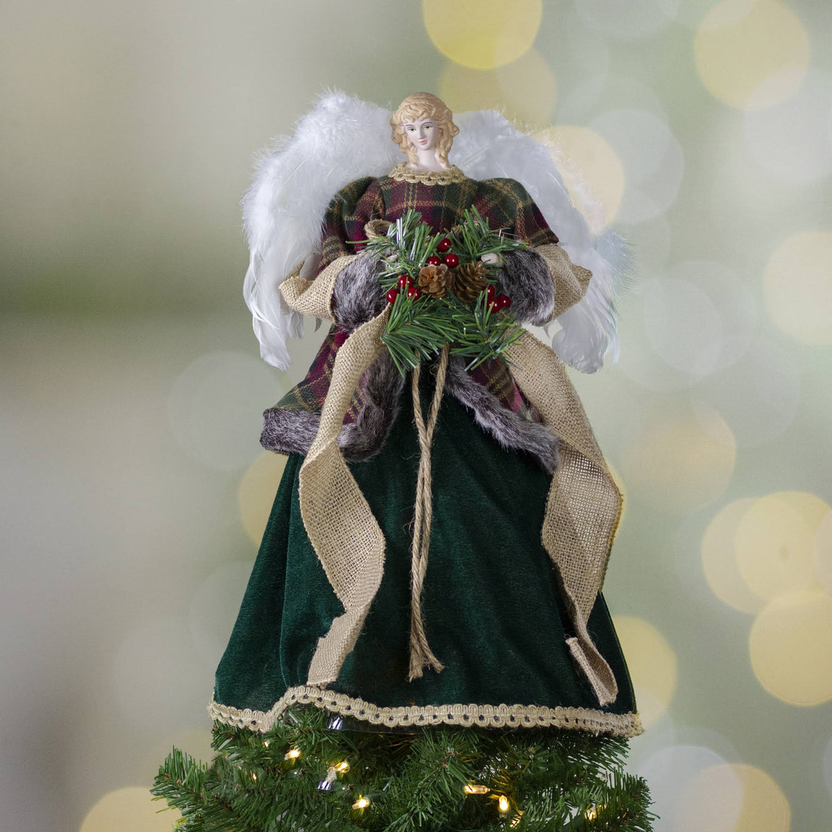 Red and Green Angel Christmas Tree Topper I4766