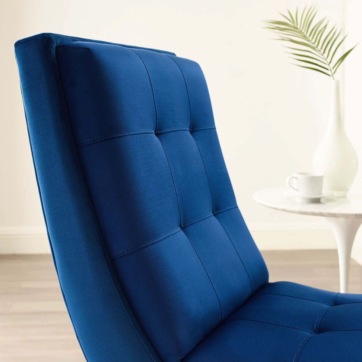 Navy Velvet Lounge Chair and Ottoman Set C779