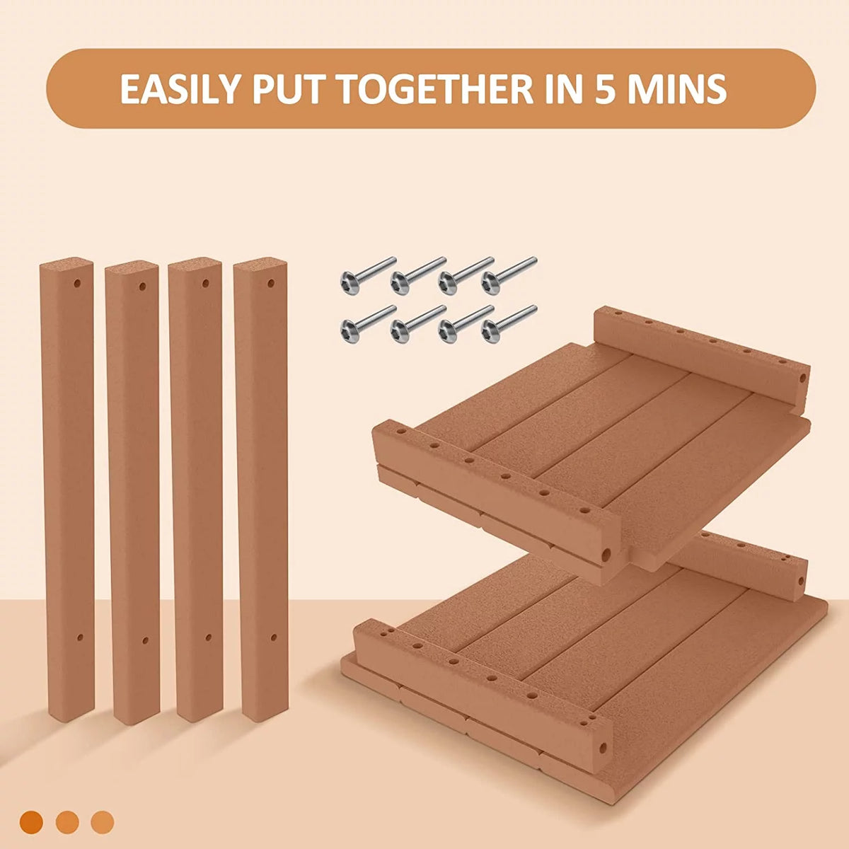 2-Tier HDPE Outdoor Side Table Rectangular Teak O62173