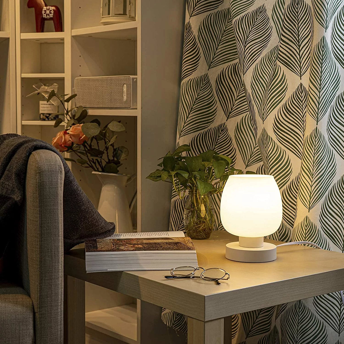 Touch Control Table Lamp with Glass Lamp Shade A916
