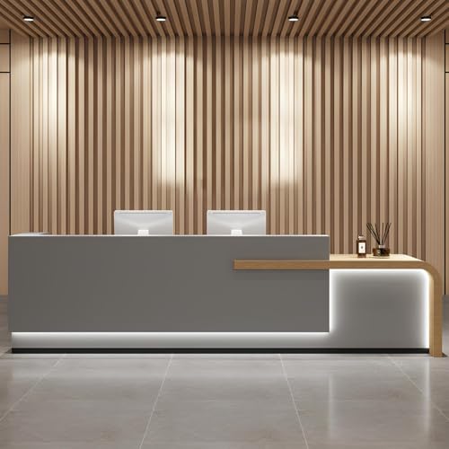 Reception Desk with Counter, Lockable Drawer & Door Cabinet, 120cm Z7349