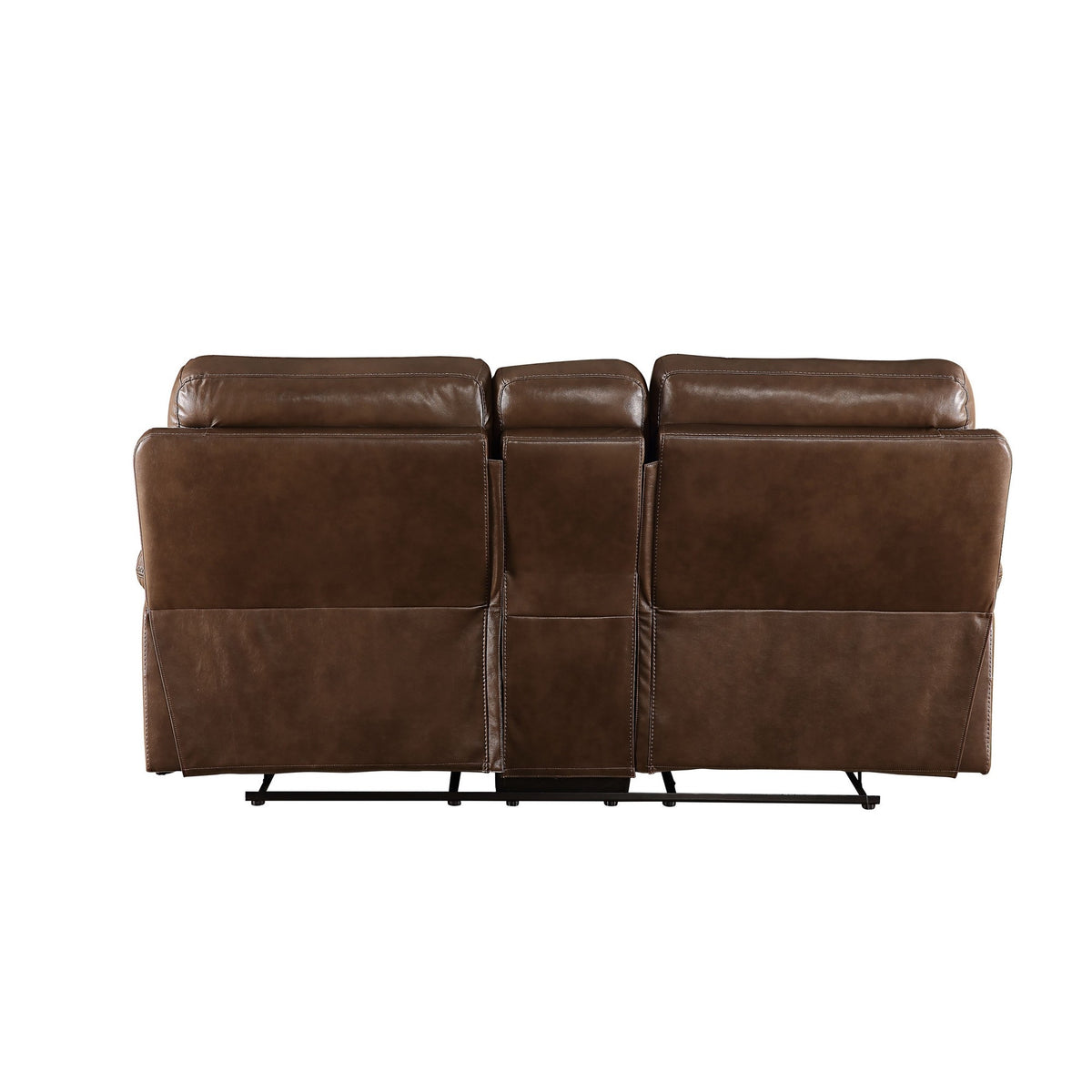 Brown Leatherette Motion Loveseat with Tufted Seat E276173