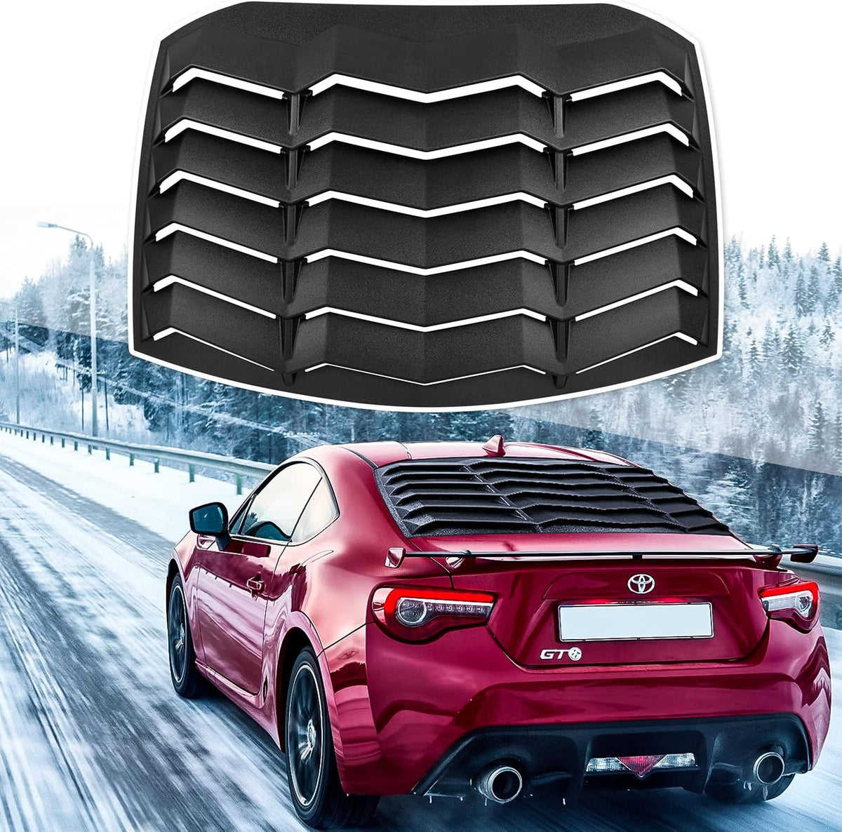Rear Window Louver ABS Matte Black Windshield Sunshade Cover Y336