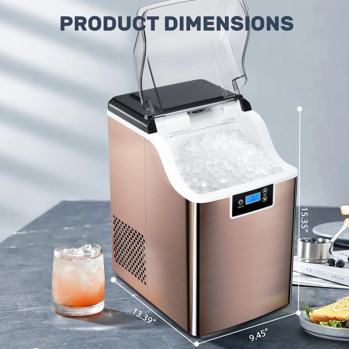 Nugget Ice Maker Countertop with Soft Chewable Pellet Ice, Self-Cleaning, 44lbs/24H, Black V2681