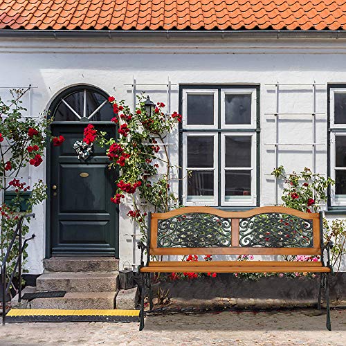 Metal Wood Garden Bench Y16951