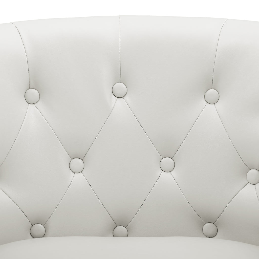 White Faux Leather Barrel Loveseat H84523