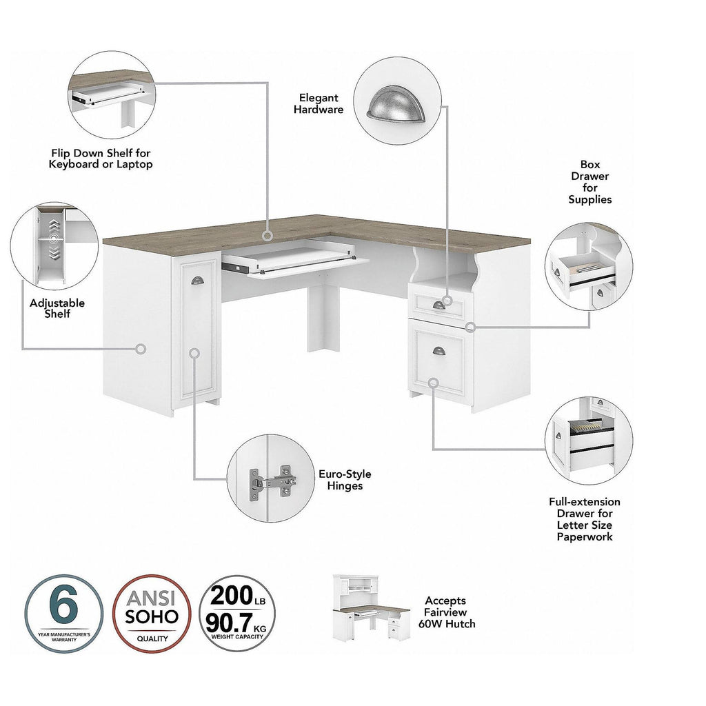 Gray L Shaped Desk with 5 Shelf Bookcase L4849