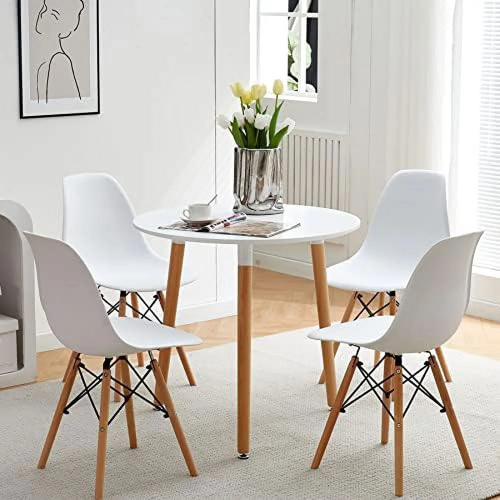 31.5 inch Industrial Round Wood Dining Table with Black Metal Legs F650