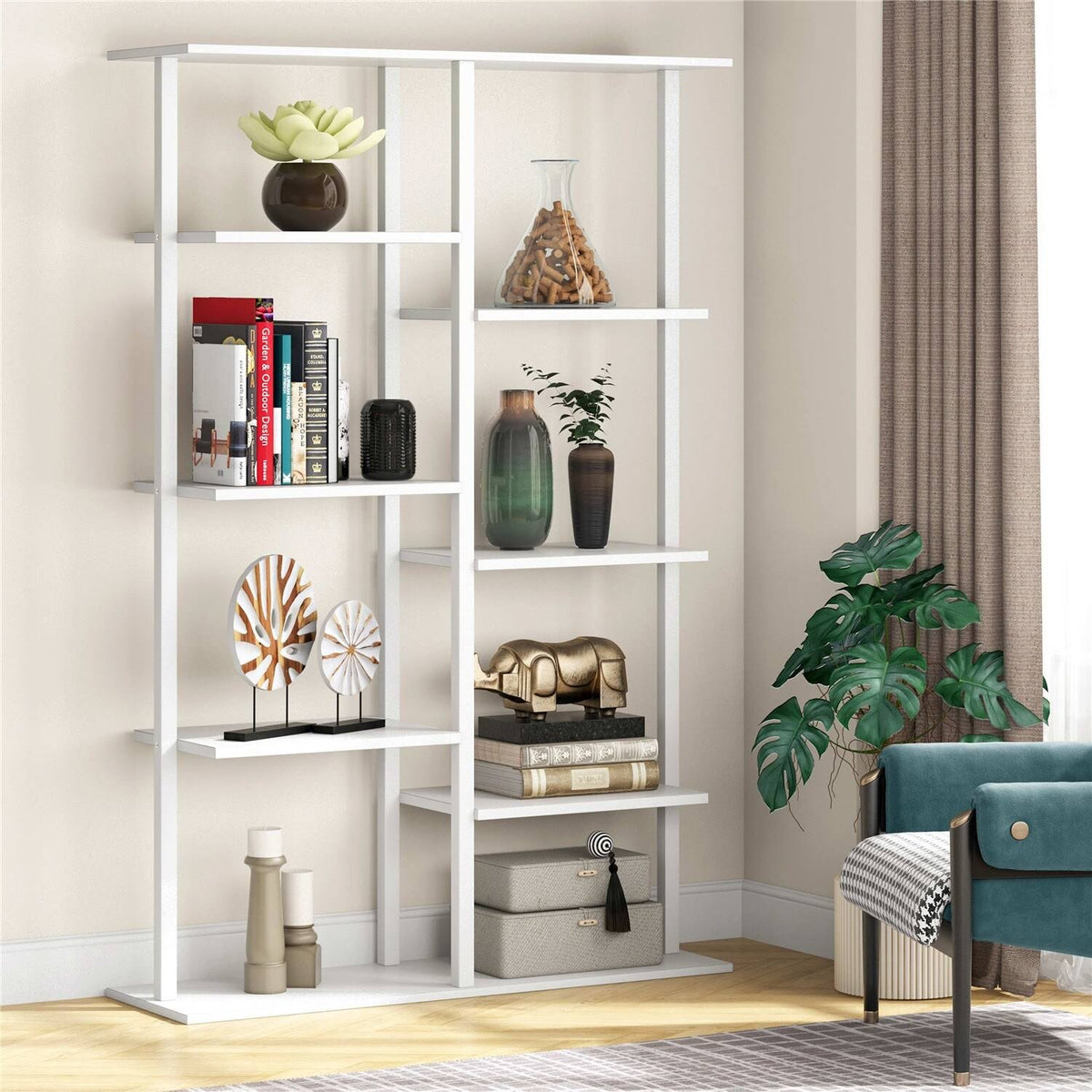White 5-Tier Ladder Bookcase G197