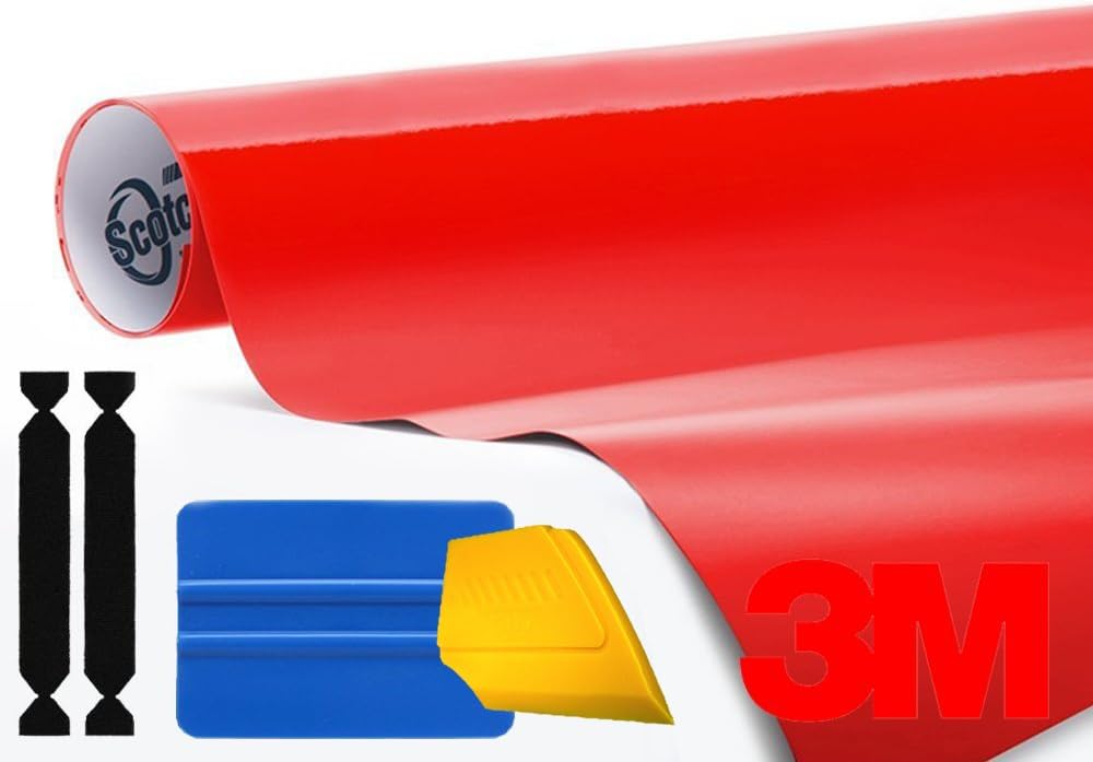 Gloss Hot Rod Red Air-Release Vinyl Wrap Roll Including Toolkit (6ft x 5ft) Pack of 2 K73038