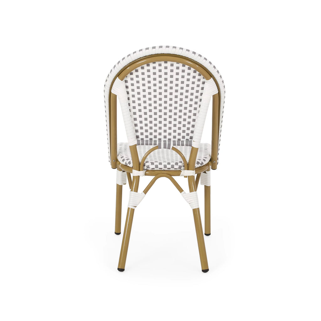 Outdoor Bistro Chair Set of 4 Gray White Bamboo Finish P502