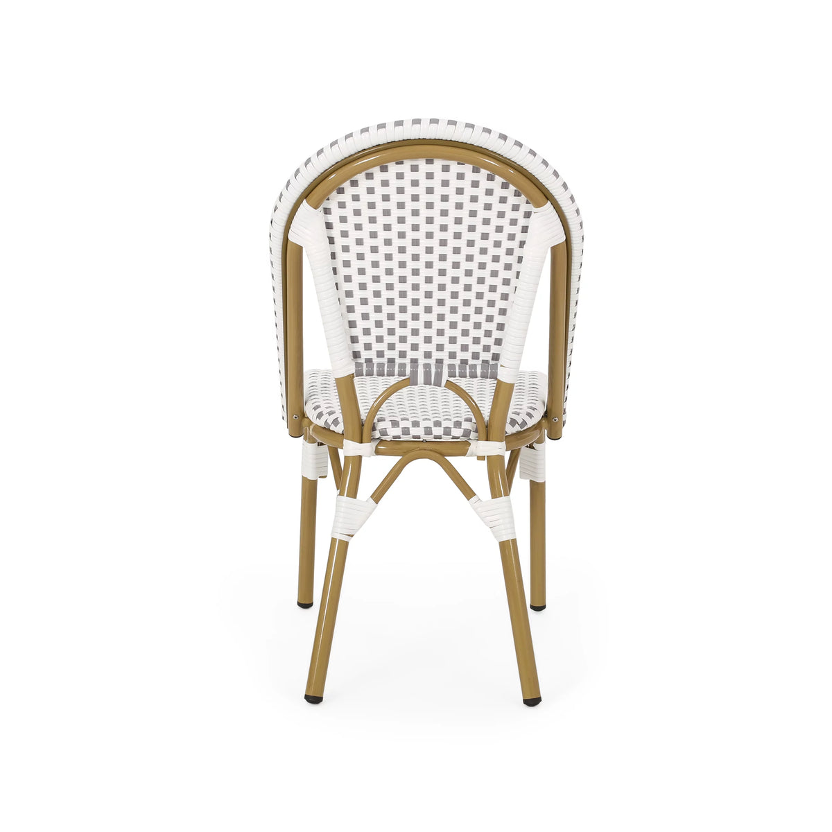 Outdoor Bistro Chair Set of 4 Gray White Bamboo Finish P502