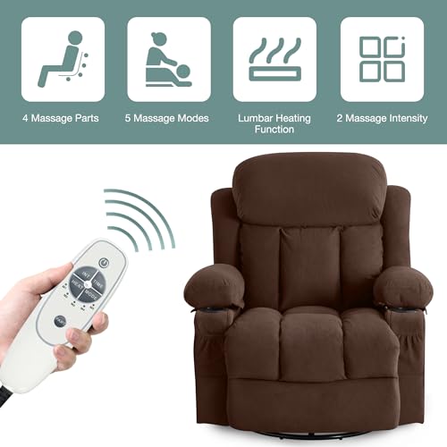Massage Recliner Chair with Heat and Vibration, Breathable Fabric Ergonomic Single Sofa Chair F7500