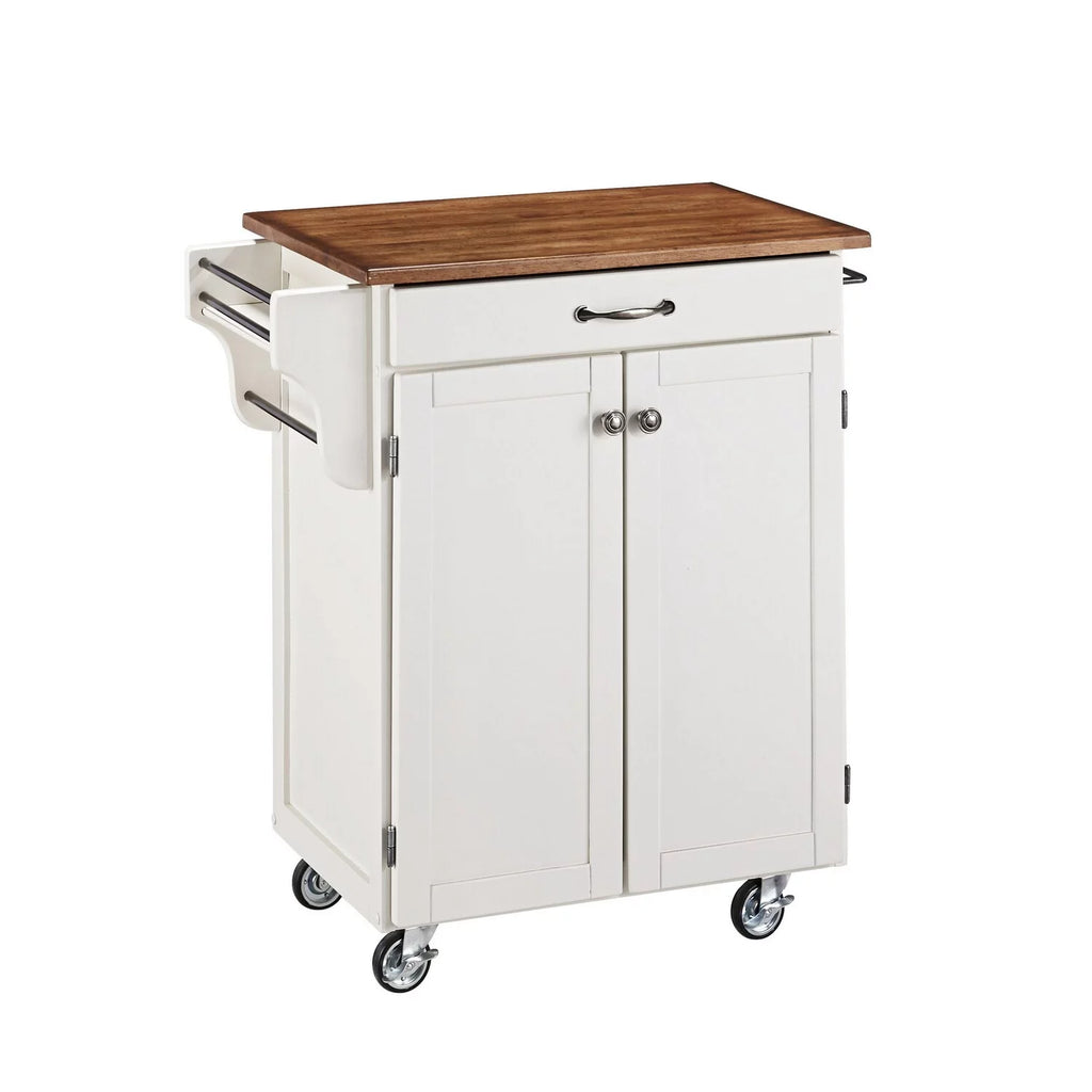 White Kitchen Cart with Oak Top H850165