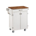White Kitchen Cart with Oak Top H850165