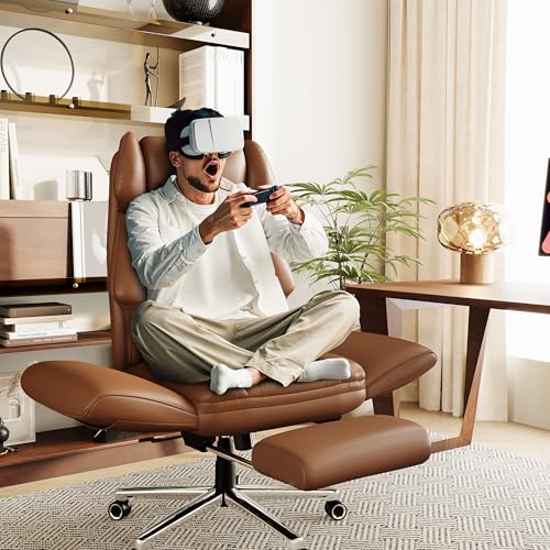 Ergonomic Chair with Footrest, Reversible Armrests, Brown U261