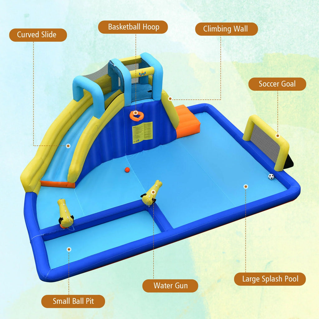 Inflatable Water Slide Bounce House Splash Pool with Blower J753