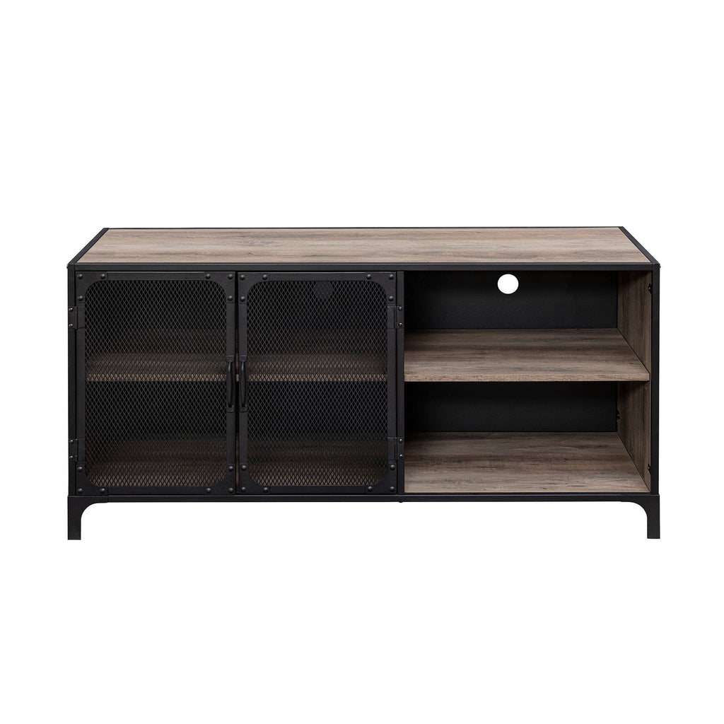 Gray Wash Metal Mesh TV Stand L802