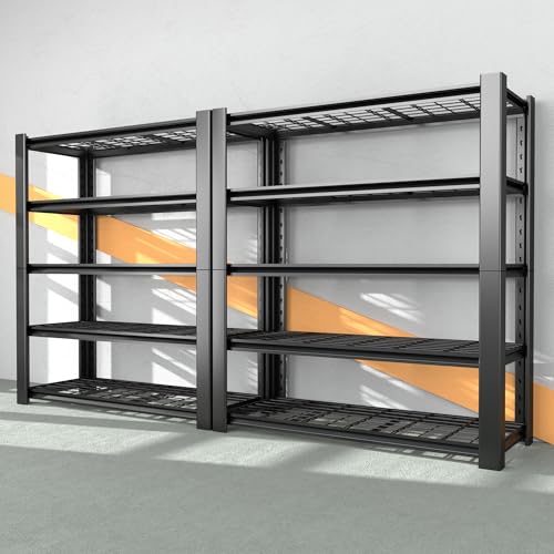5-Tier Heavy Duty Metal Garage Shelving Unit with Wire Shelves, 3000 LBS Capacity, 76"H x 60"W x 24"D, Adjustable Boltless Steel Shelves C72947