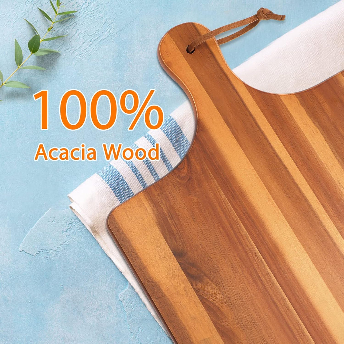 Acacia Wood Cutting Board with Handle 17"X11" A682