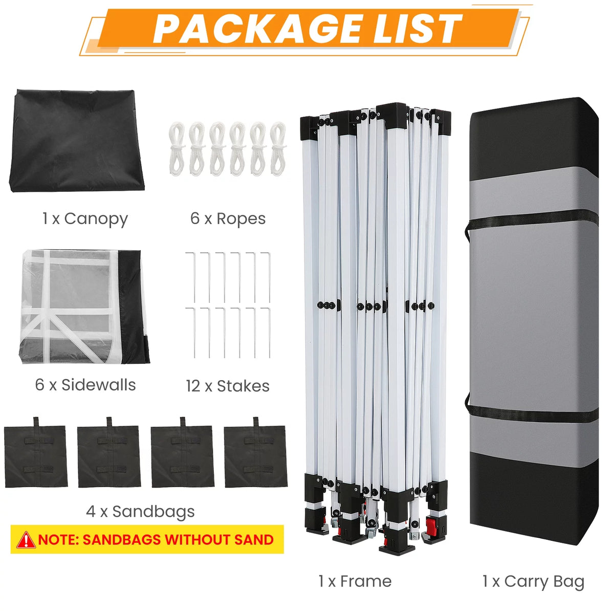 10'x20' Pop up Canopy Tent with 6 Sidewalls and Carry Bag F11792