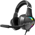 Gaming Headset Headphones with Noise Canceling Microphone LED RGB Light (Black) F14670