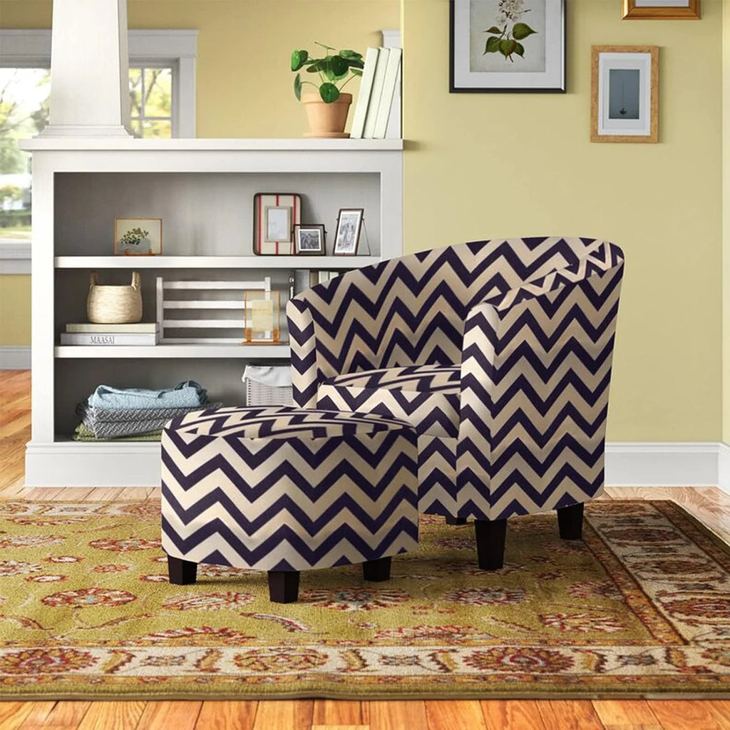 Fabric Chevron Tub Chair with Round Ottoman X969