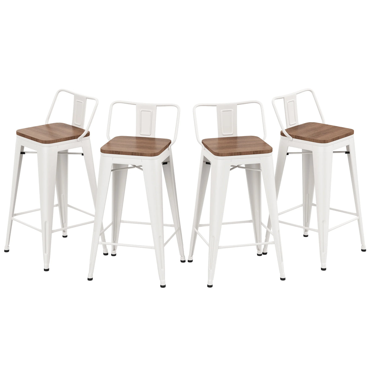 24 Metal Barstools Set of 4 Counter Height with Back X2426