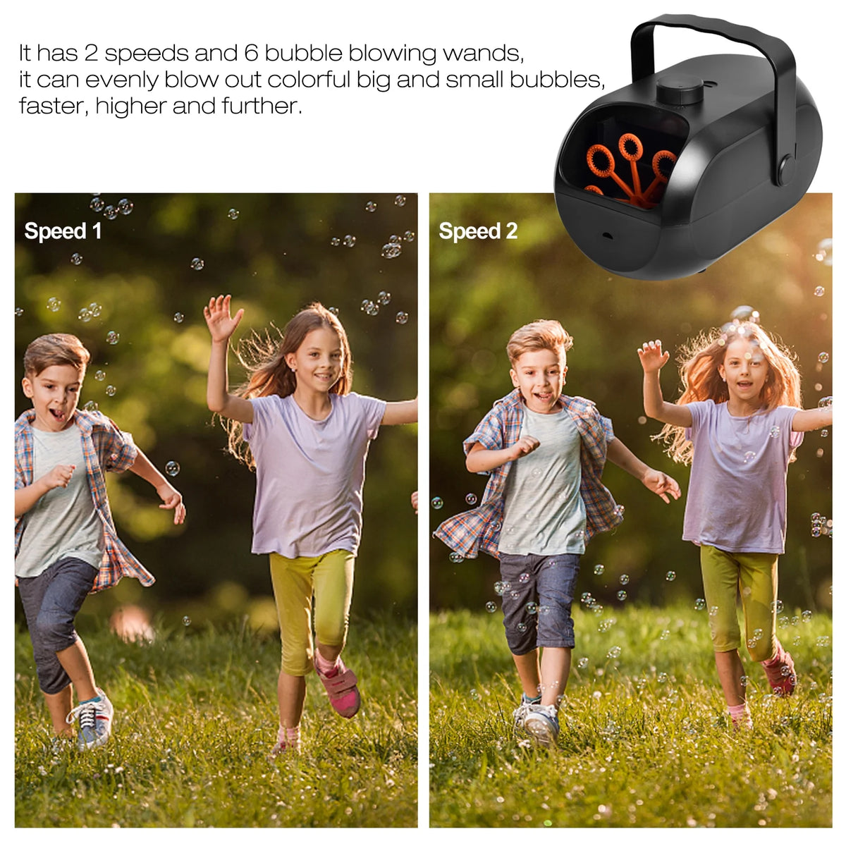 Portable Automatic Bubble Maker with 6 Bubble Wands M168