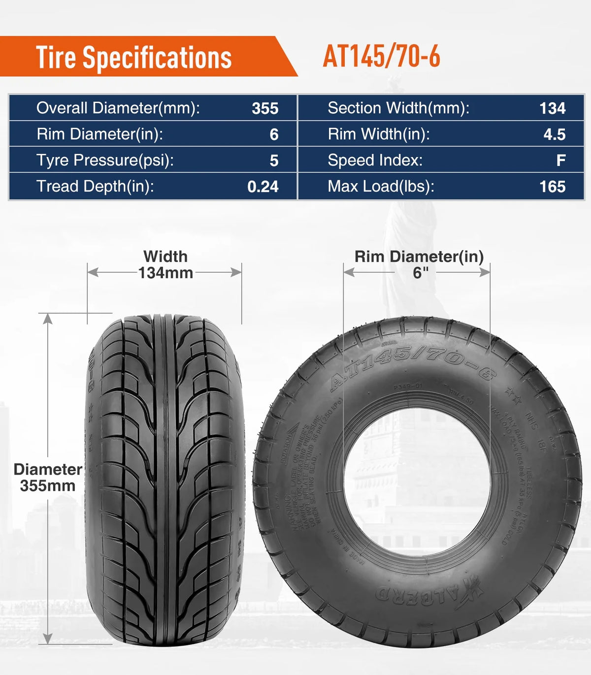 145/70-6 Go Kart ATV Tires Set 2 O9921