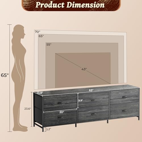 Rustic Brown 6 Drawer Dresser P191644