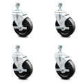 5 inch Hard Rubber Wheel Swivel Caster Set with Brake Q2713
