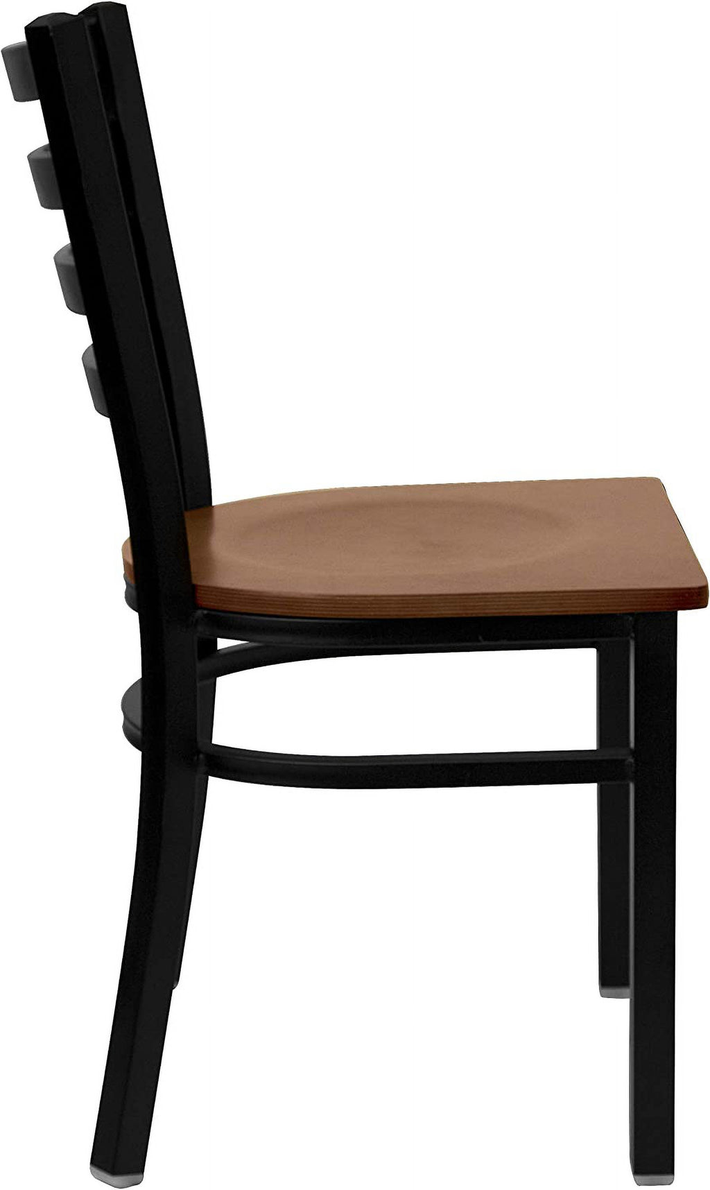 Black Ladder Back Metal Restaurant Chair with Cherry Wood Seat E18730