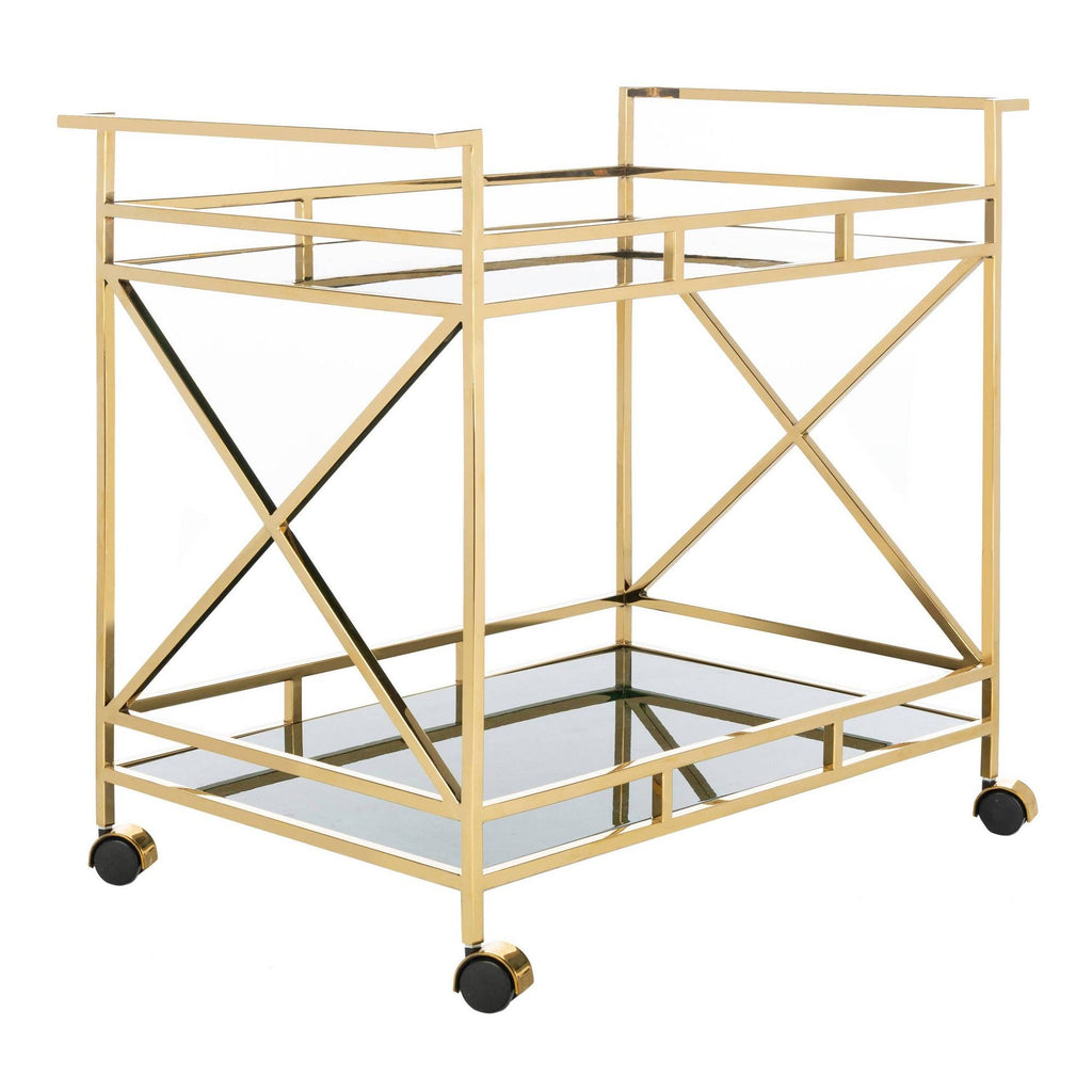 Jade / Gold 2 Shelf Bar Cart N29959