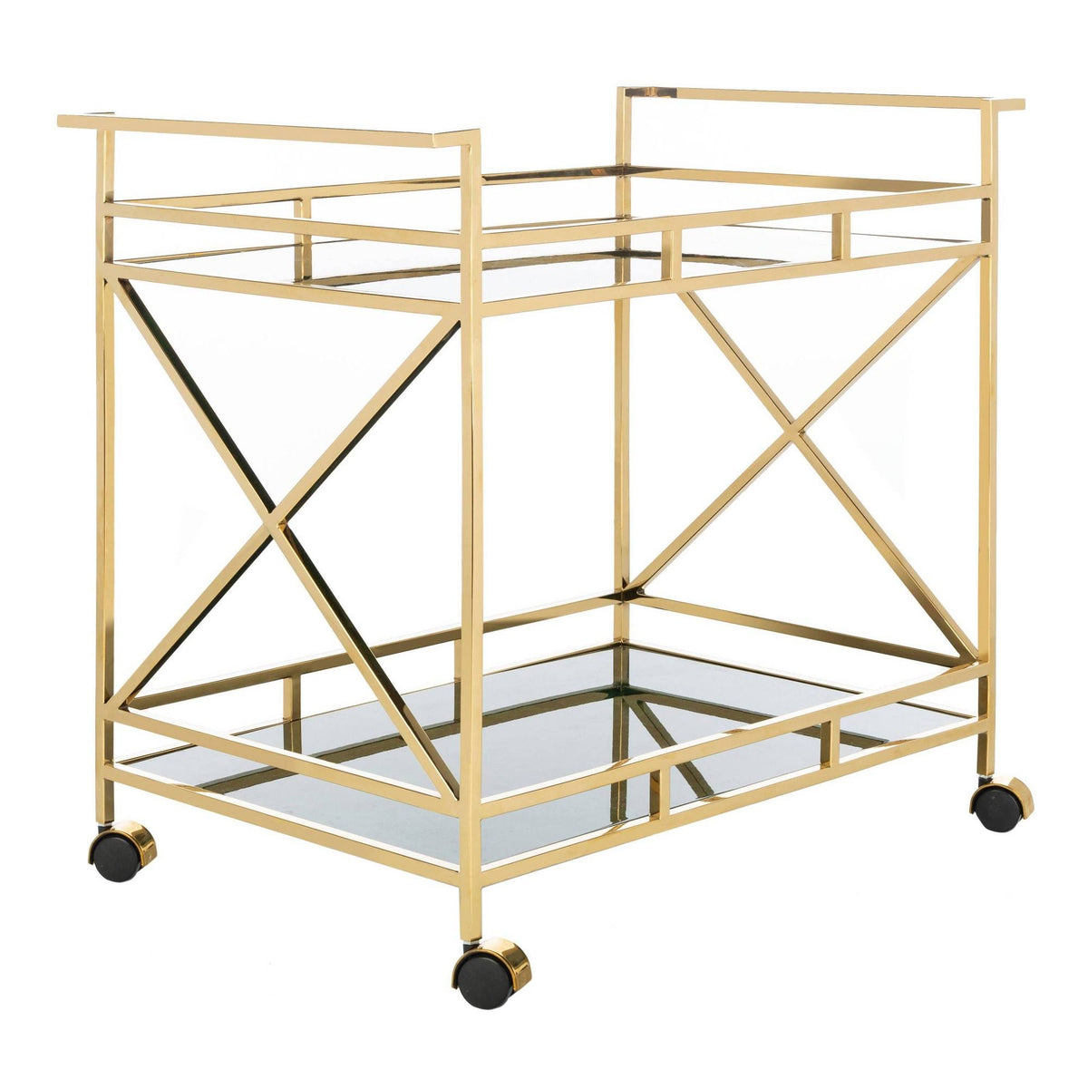 Jade / Gold 2 Shelf Bar Cart N29959