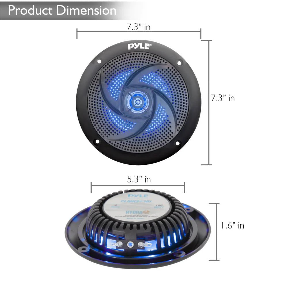 6.5 Inch Waterproof Low Profile Marine Speakers, Black (2 Pack) P1465