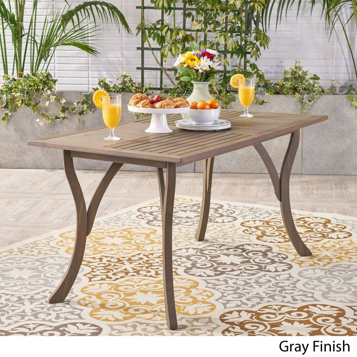 Gray Rectangular Outdoor Dining Table J217