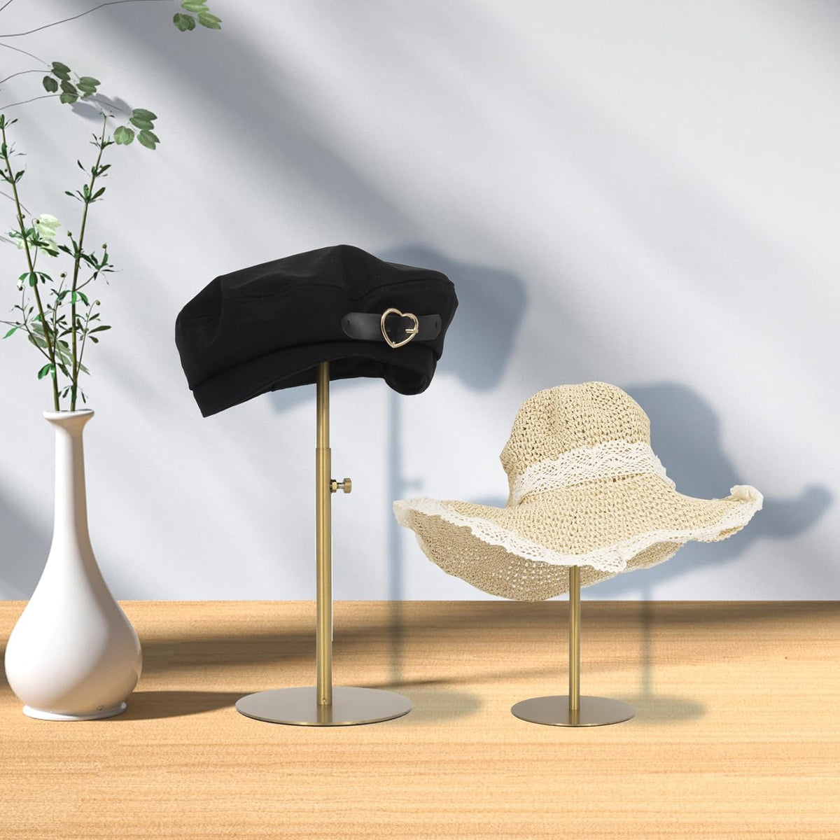 2PCS Stainless Steel Brushed Nickel Titanium Hat Stand P280724