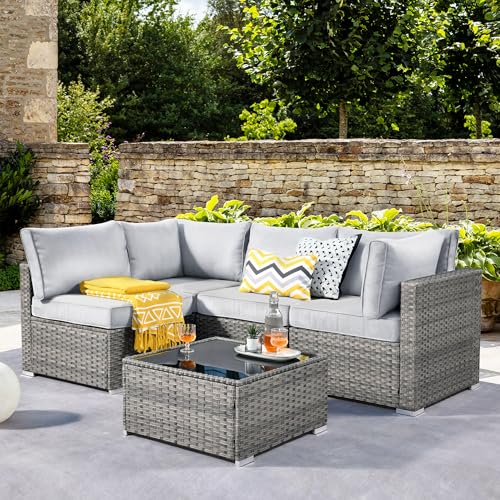 11 Piece Outdoor Patio Furniture Set with Fire Pit Table Dark Grey L750