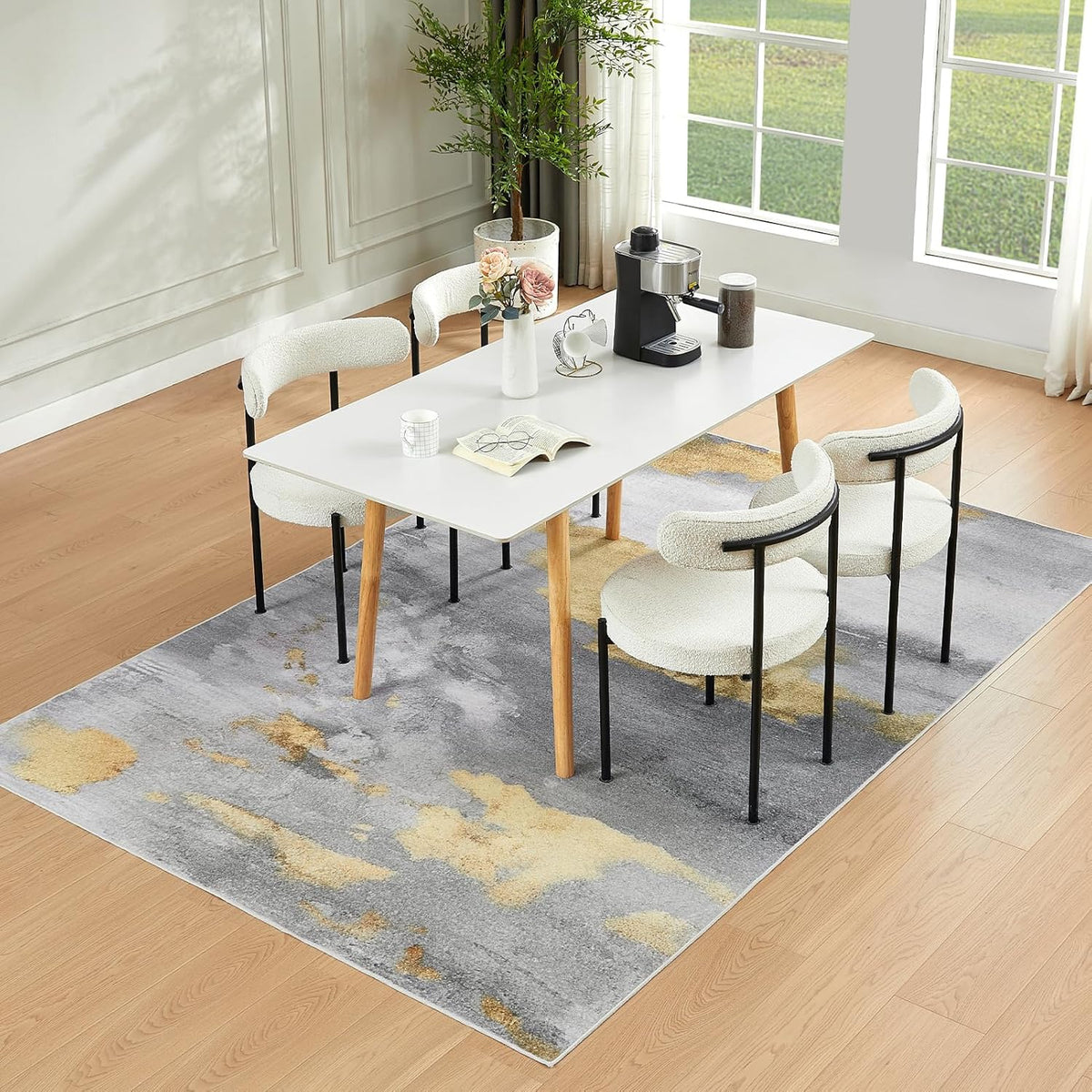 Grey Washable Non Slip Area Rug 5'x7' T27841