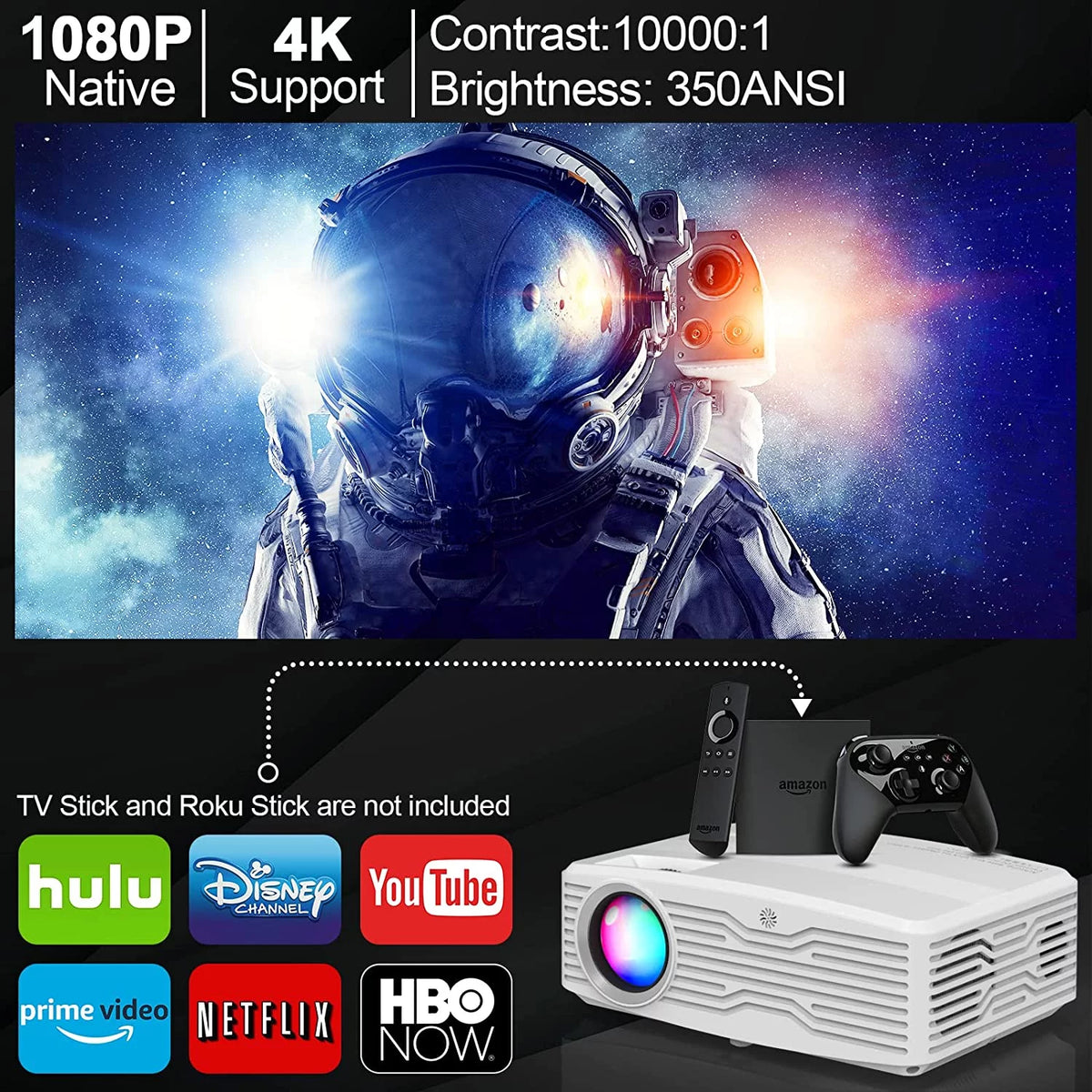 5G WiFi Projector Full HD 4K Native 1080P with 120 Projector Screen L322