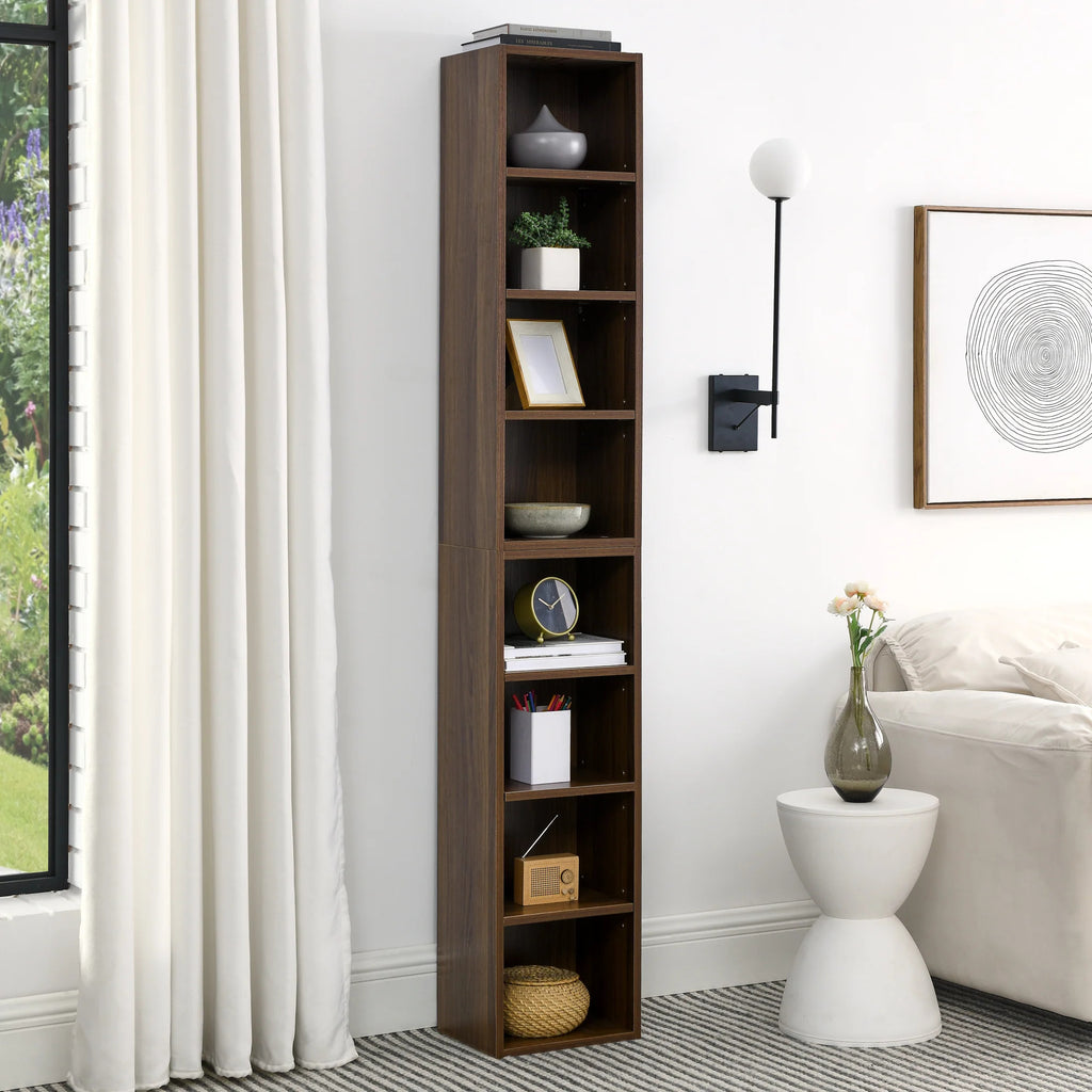8-Tier Media Tower Rack Storage Cabinet with Adjustable Shelves I6342