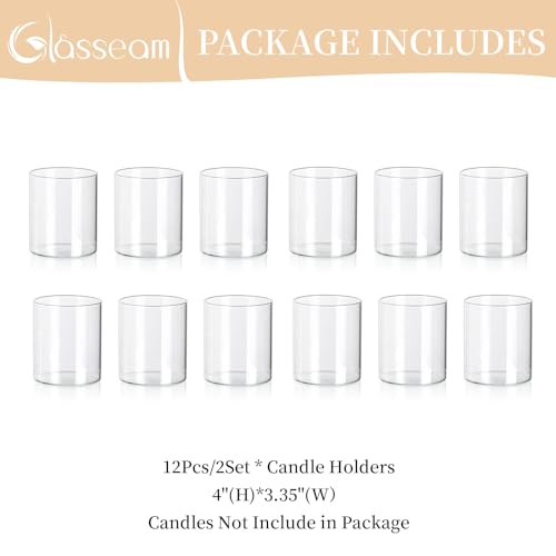 Set of 6 Clear Cylinder Candle Holders T884973