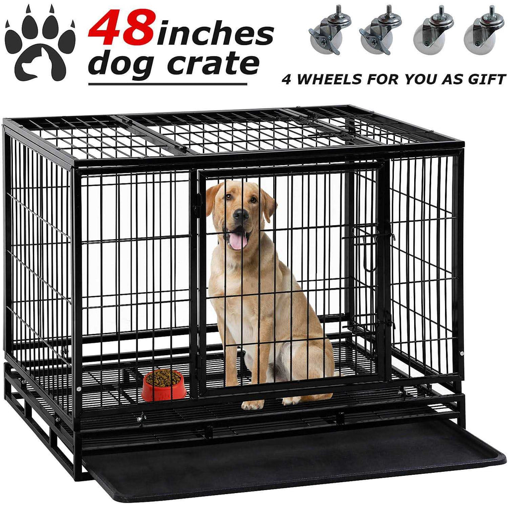 Heavy Duty Dog Crate with Plastic Tray Y619