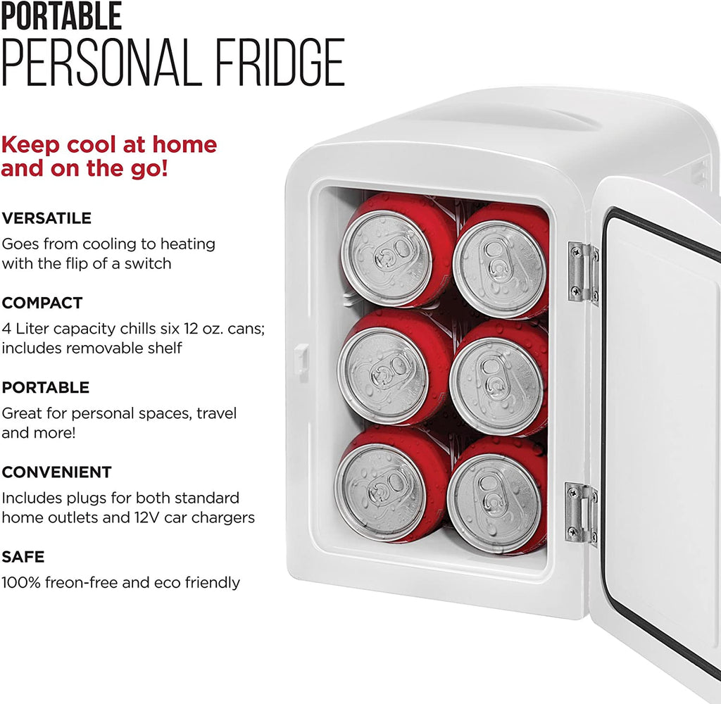 White 4L Portable Mini Fridge with Warming Function M79474