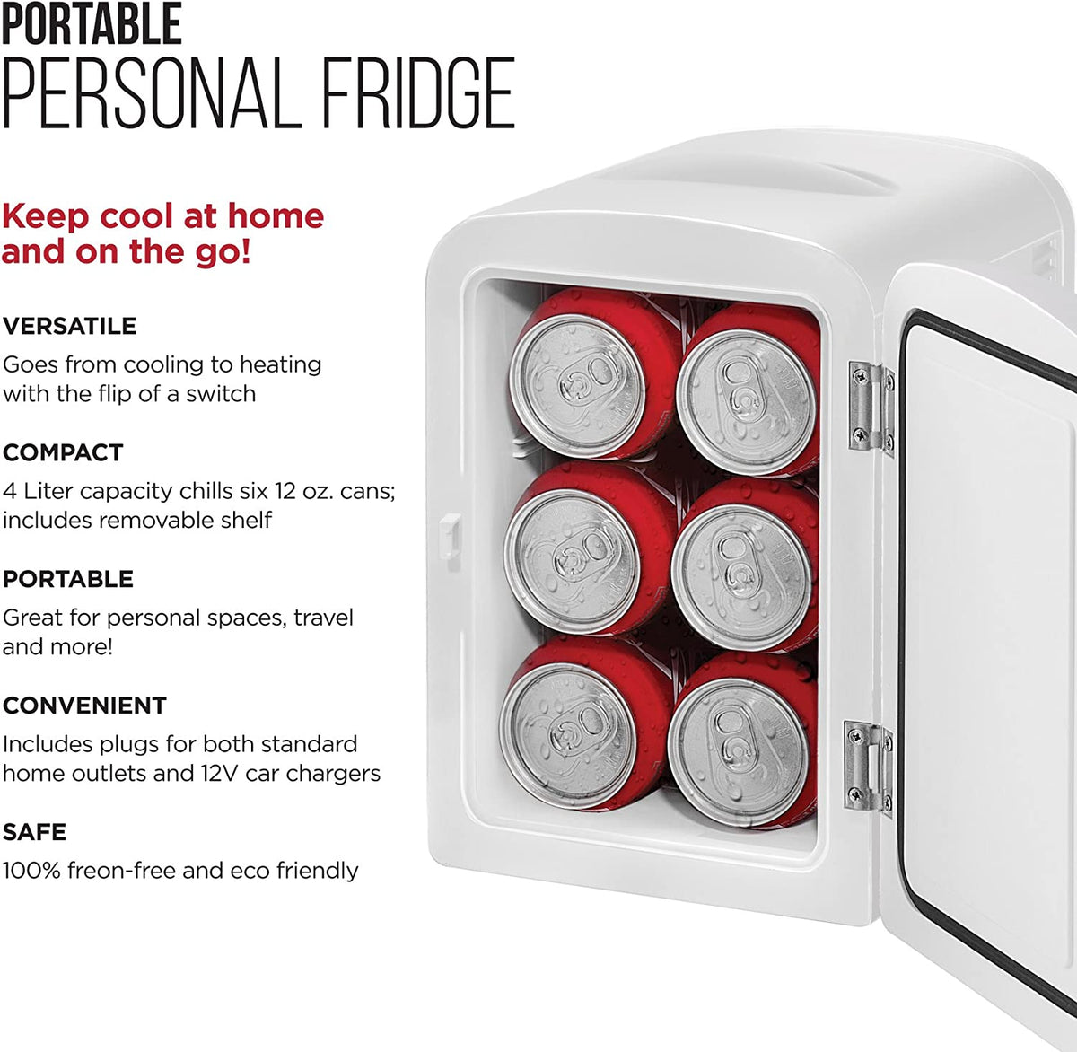 White 4L Portable Mini Fridge with Warming Function M79474