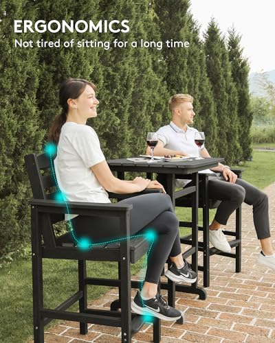 5 Pieces HDPE Adirondack Bar Chairs Set with Bar Pub Table, Black A7152