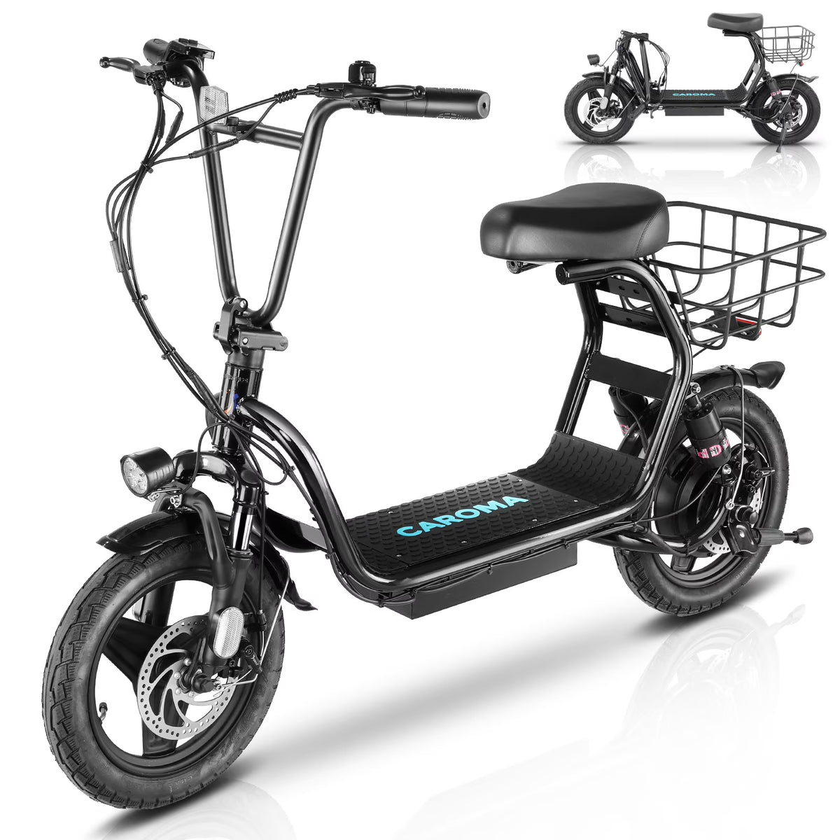48V 500W Adults Electric Scooter with Removable Seat, 14" Off-road Pneumatic Tires, 20 MPH Max, 30 Miles Range, 350lbs Weight Limit, Black L103