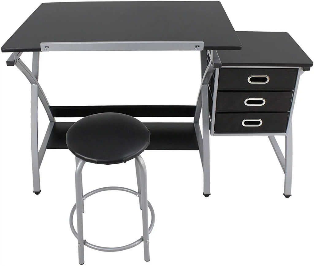 Height Adjustable Art Desk with 3 Storage Drawers U712