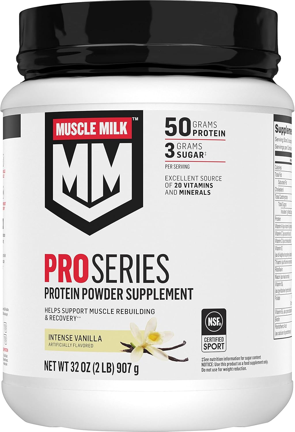 Intense Vanilla Protein Powder, 2 Pound, 11 Servings, 50g Protein I905